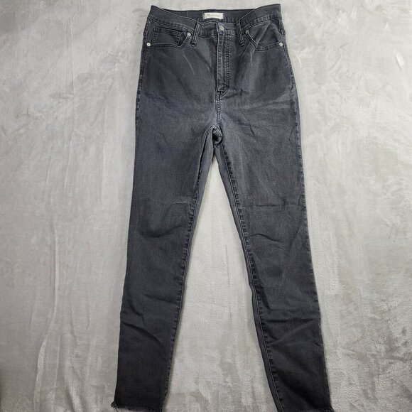 Madewell Black Wash Women's 11"  Raw Hem High-Rise Skinny Jeans | Size 30 - Picture 3 of 11